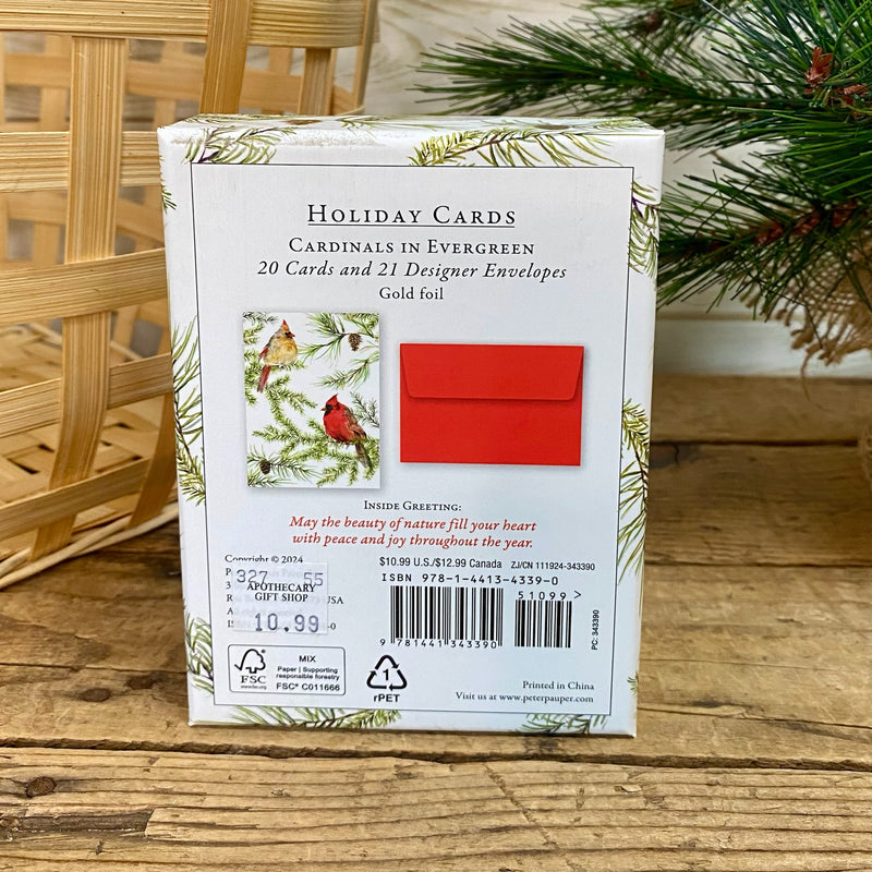 Evergreen Cardinals Boxed Christmas Cards