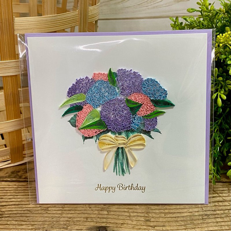 Hydrangea Bouquet Birthday Quilling Card