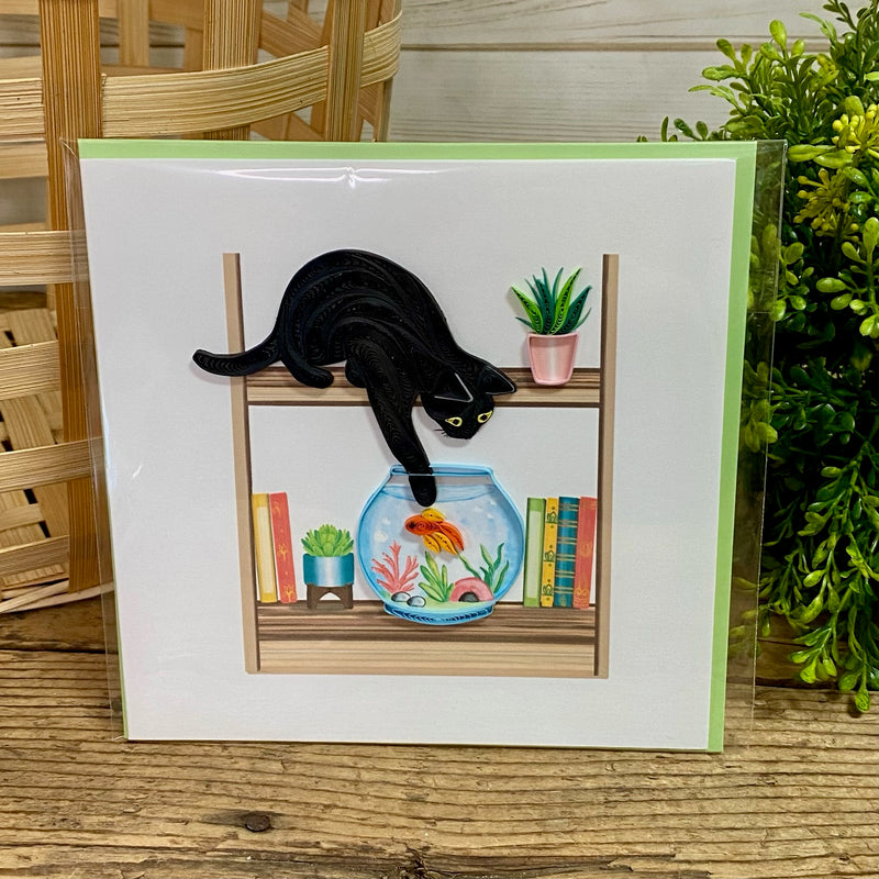 Mischievous Cat Quilling Card