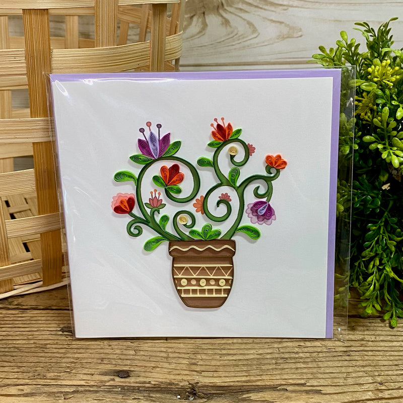 Terracotta Flower Bouquet Quilling Card