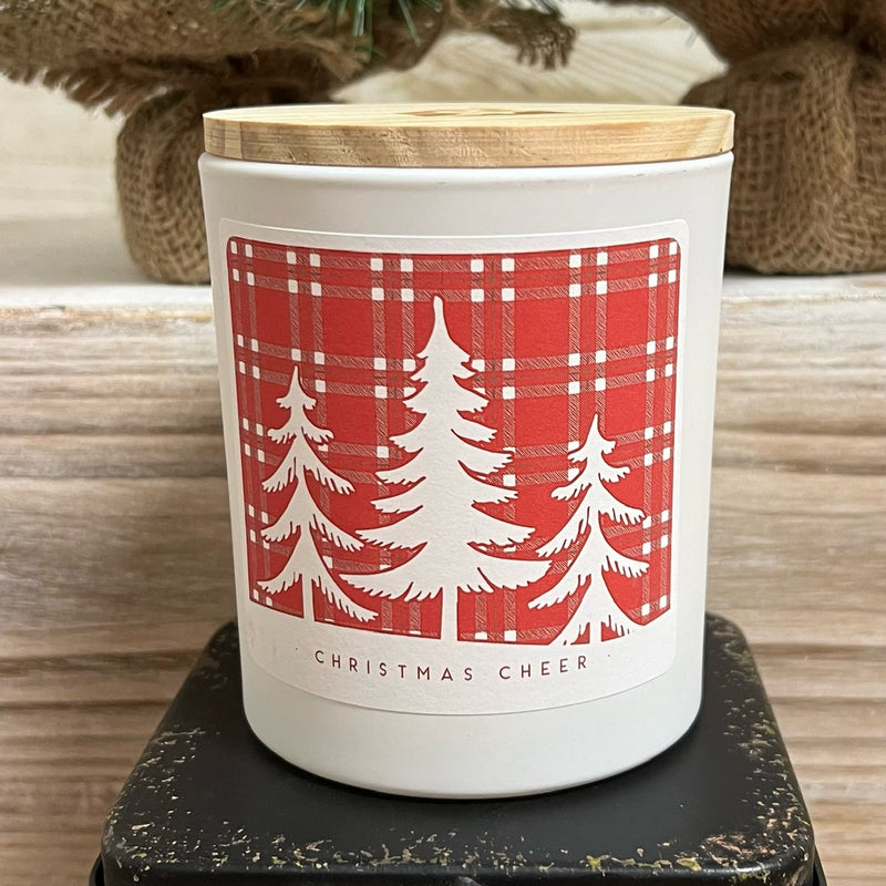 Red Plaid Trees Candle