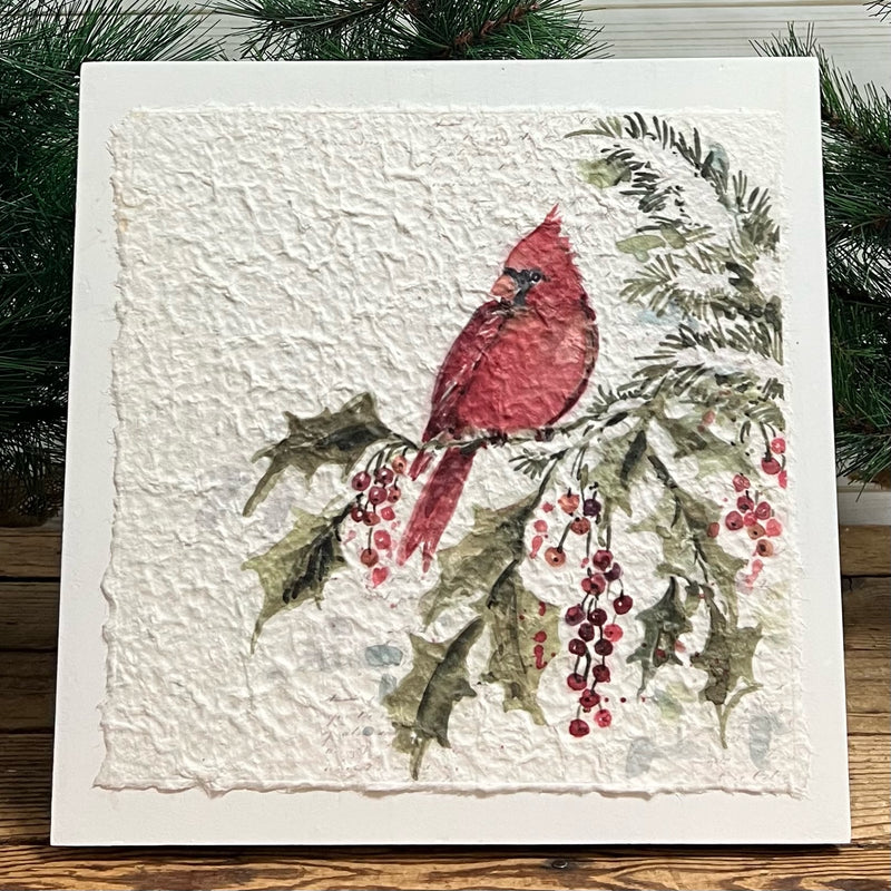 Picture of a Cardinal On Holly