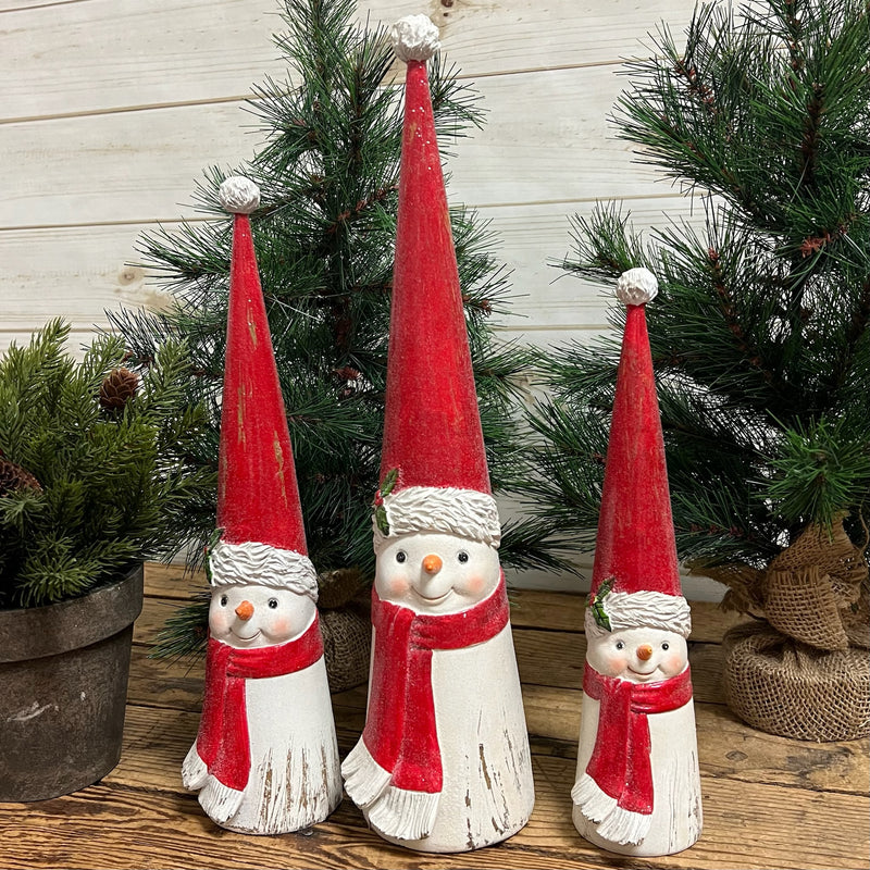 Cone Snowmen with Red Hats