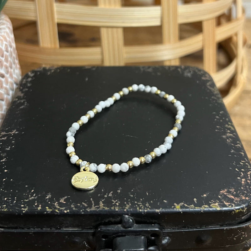 Brace Faceted Stones with Gold Beads