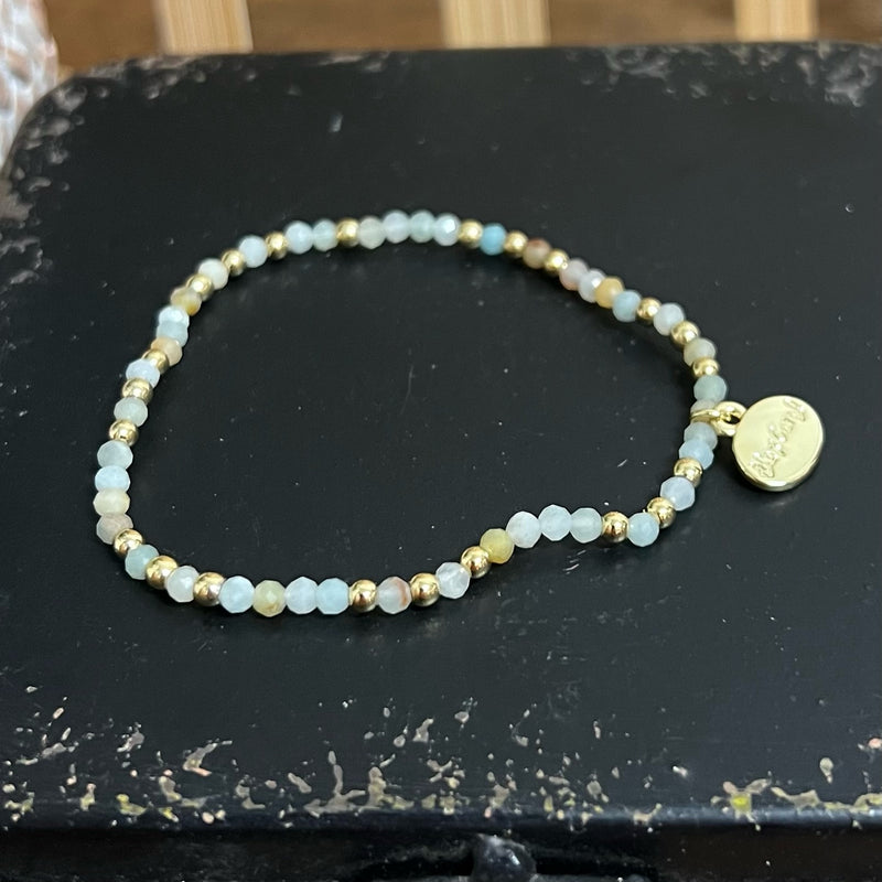 Brace Faceted Stones with Gold Beads