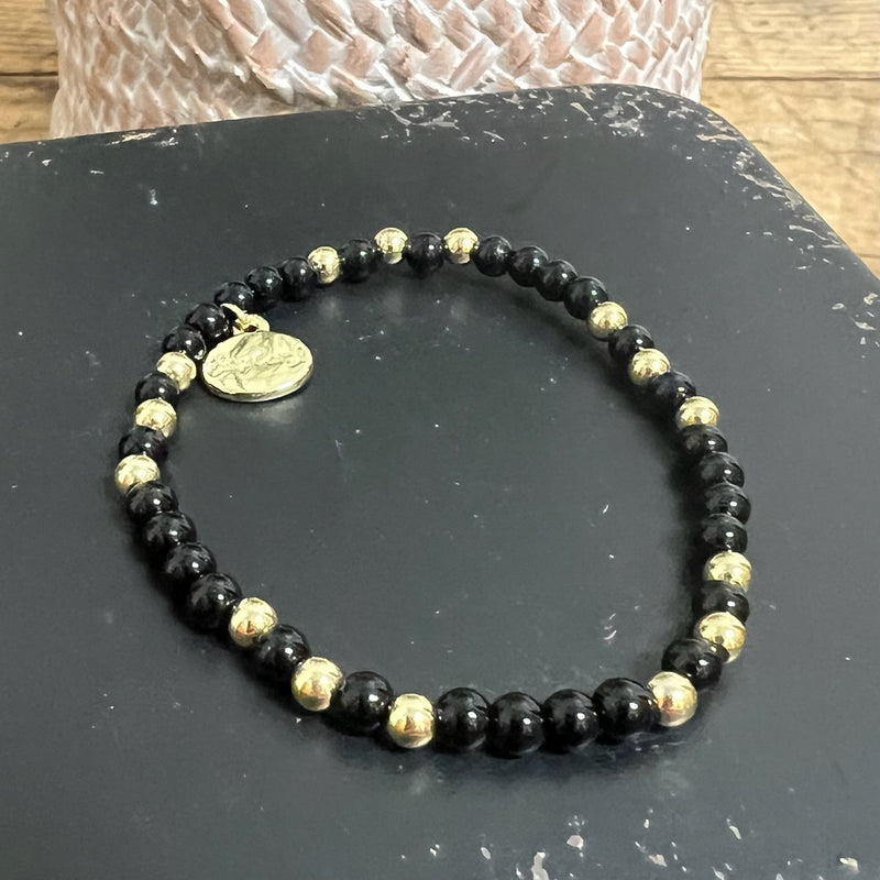 Brace Faceted Stones with Gold Beads