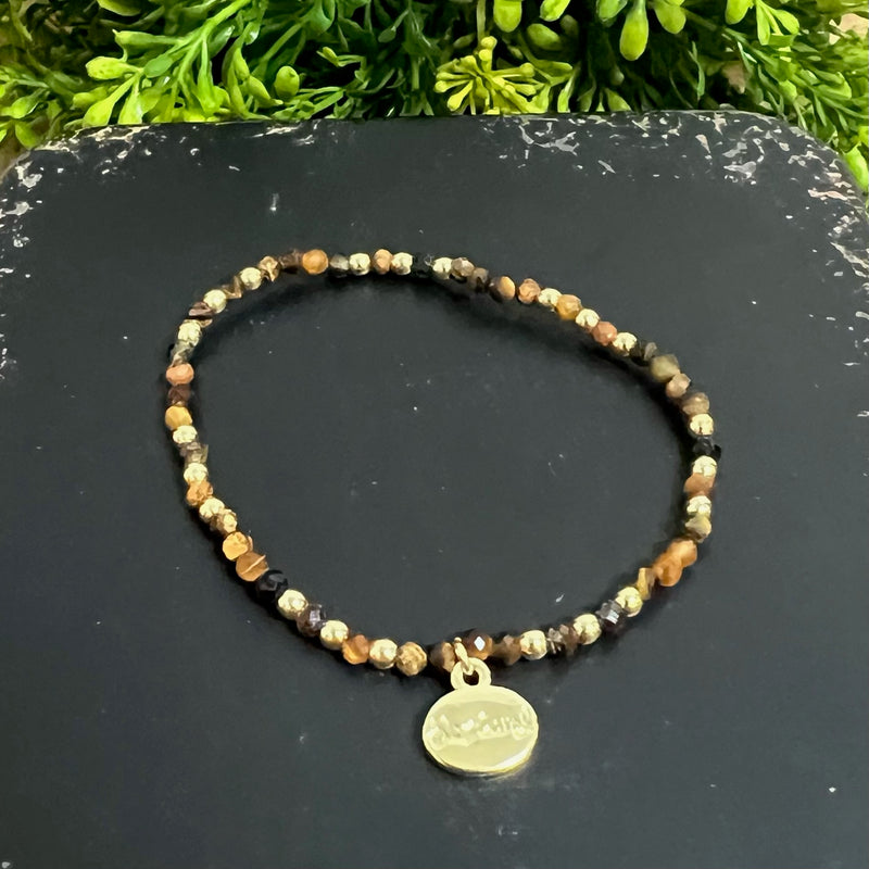 Brace Faceted Stones with Gold Beads