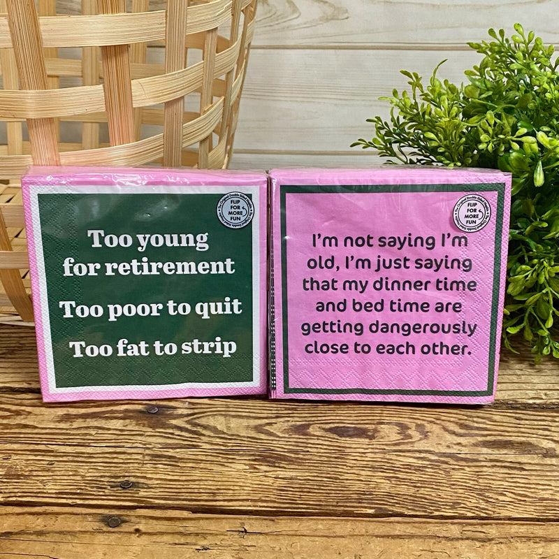 Drinks on me Double The Fun Cocktail Napkins With Funny Sayings