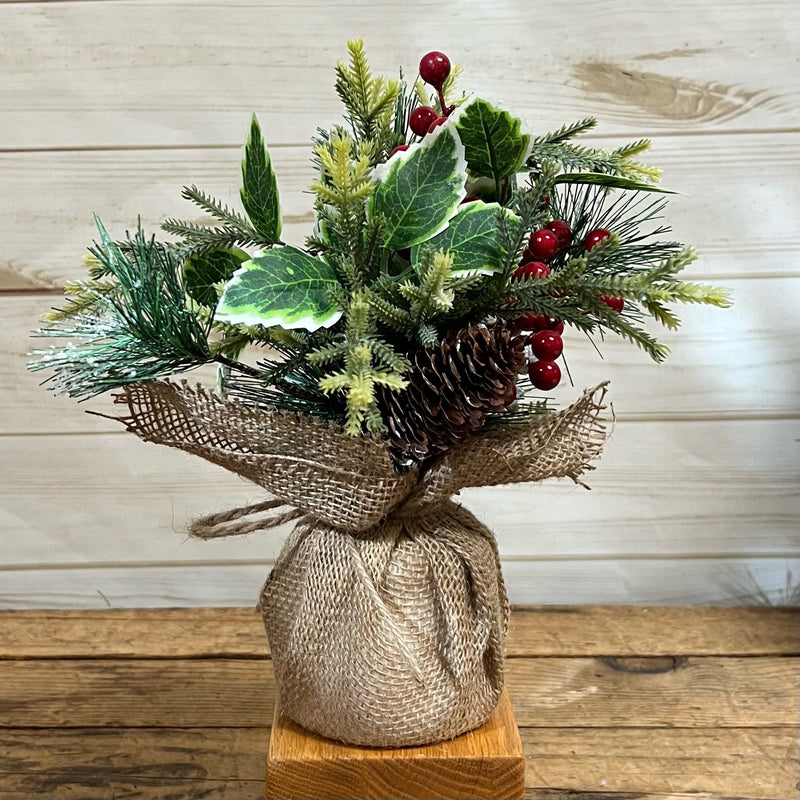 Holly Berry Burlap Tree