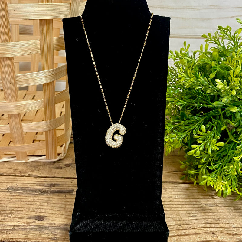 Bubble Letter CZ Necklaces