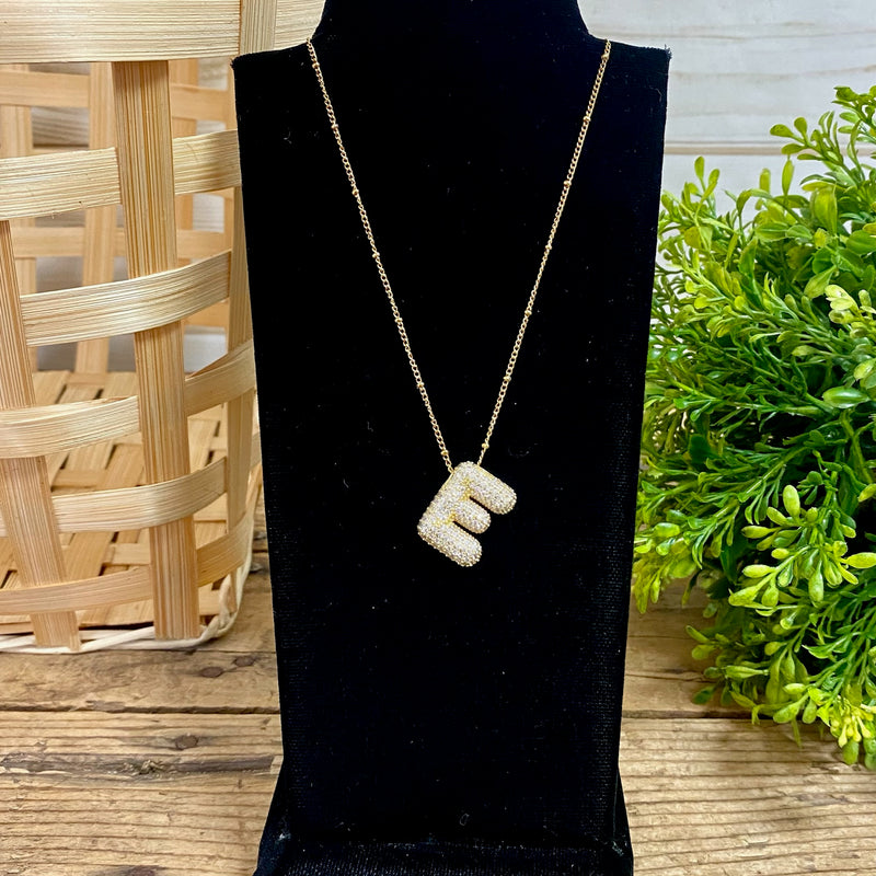 Bubble Letter CZ Necklaces