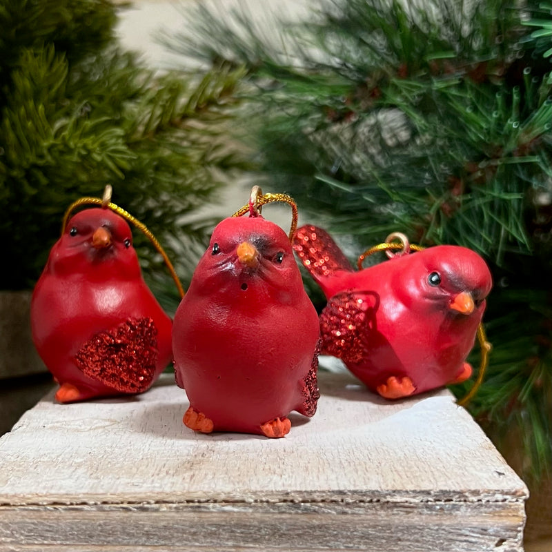 Cardinal Ornament with Glitter