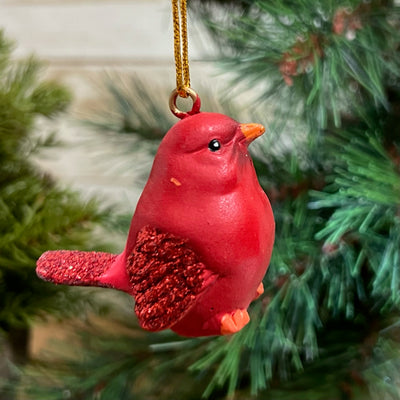 Cardinal Ornament with Glitter