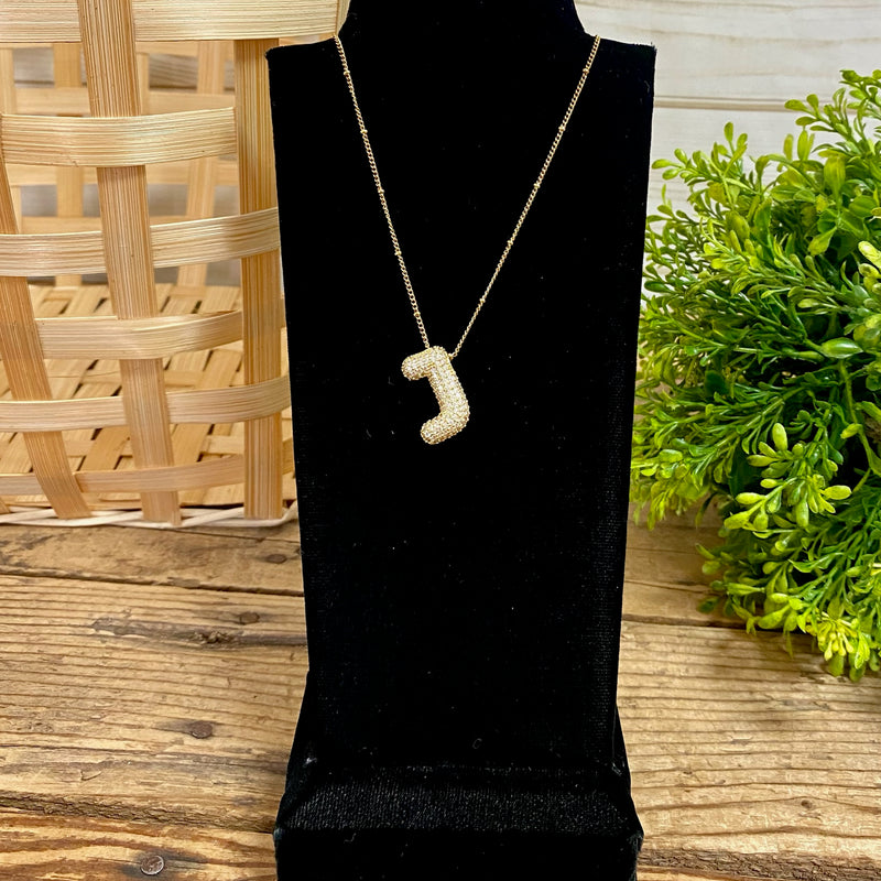 Bubble Letter CZ Necklaces