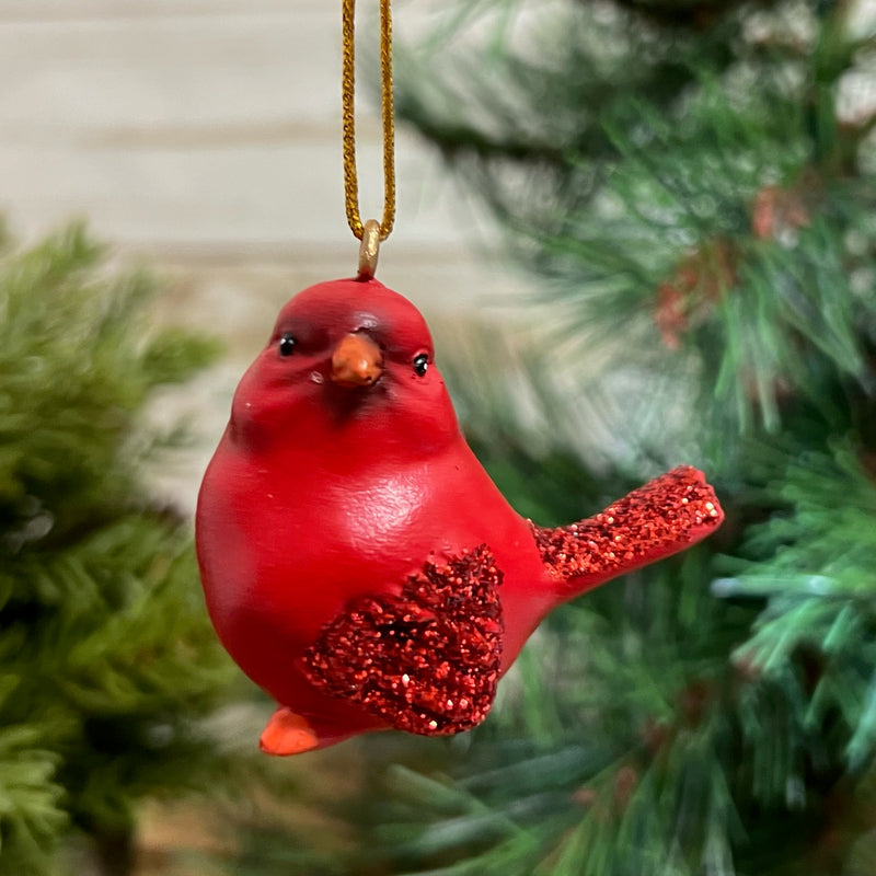 Cardinal Ornament with Glitter