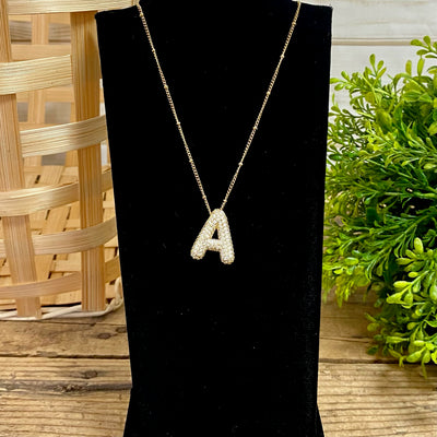 Bubble Letter CZ Necklaces