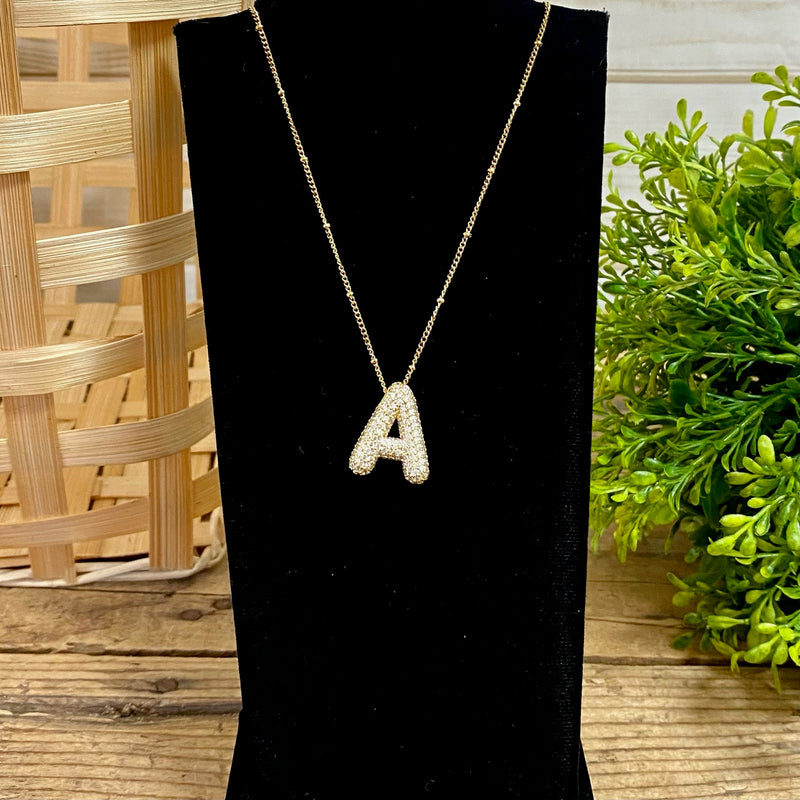 Bubble Letter CZ Necklaces