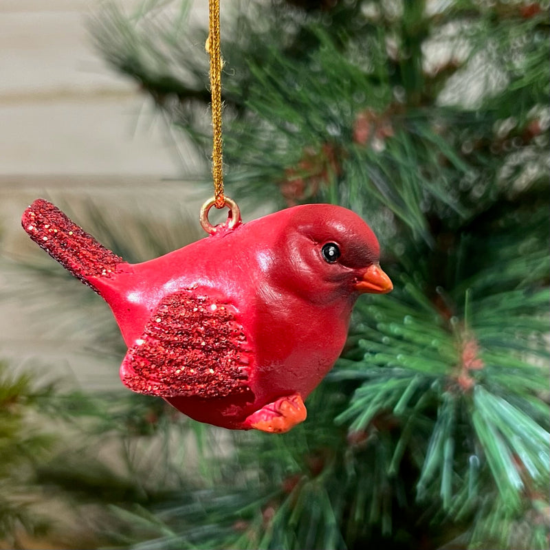 Cardinal Ornament with Glitter