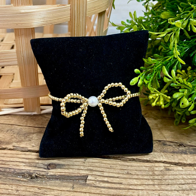 Bow & Pearl Gold Bracelet