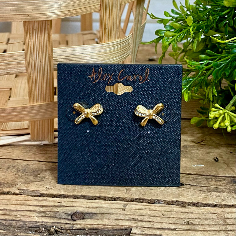 CZ Bow Stud Earrings