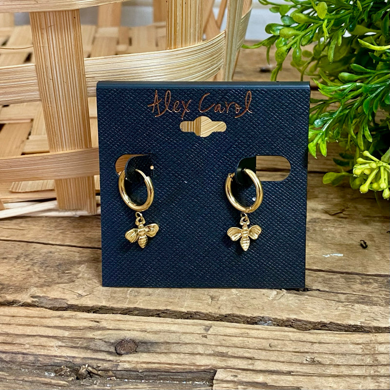 Gold Bee Dangle Earrings
