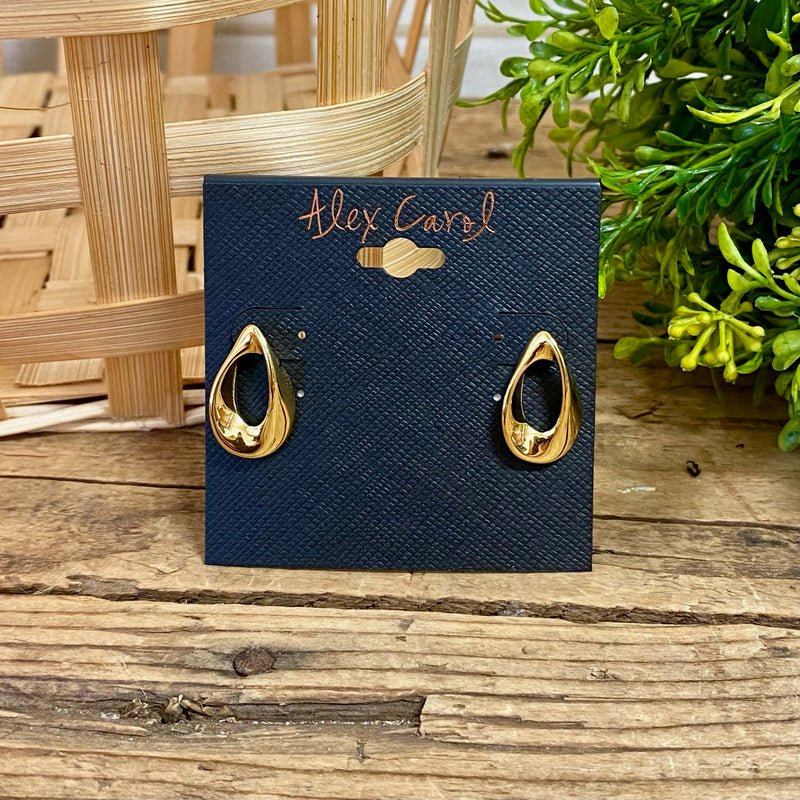 Gold Teardrop Stud Earrings