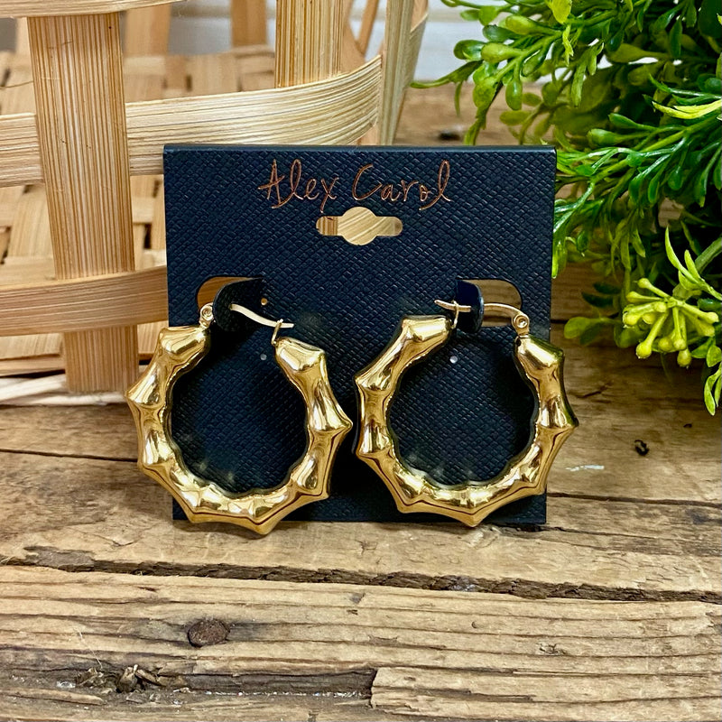 Gold Bamboo Hoop Earrings