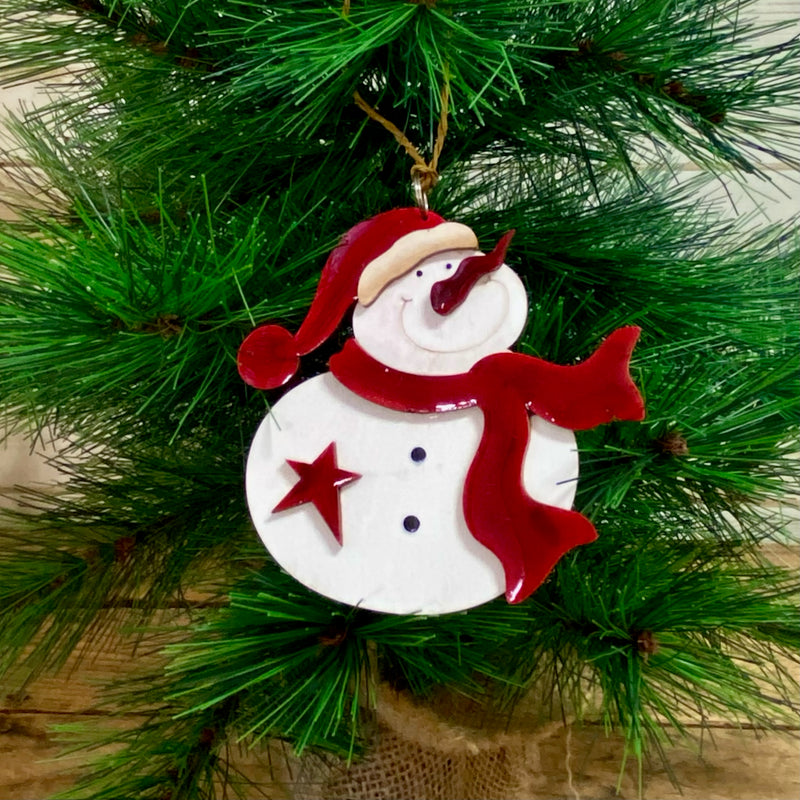 Snowman With Scarf Ornaments