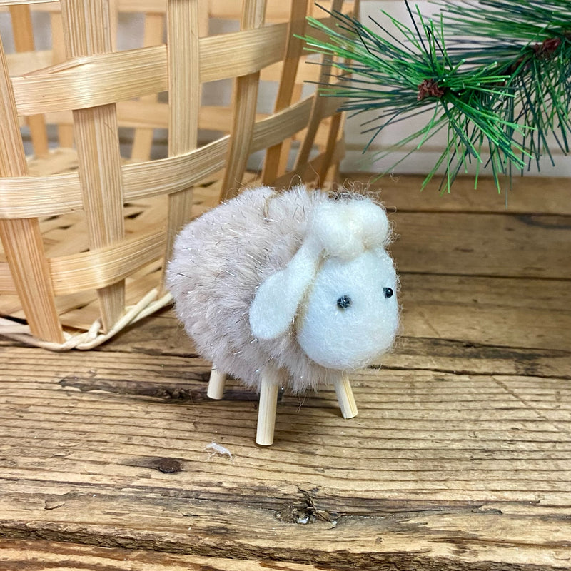 Wooly Beige Sheep Ornament