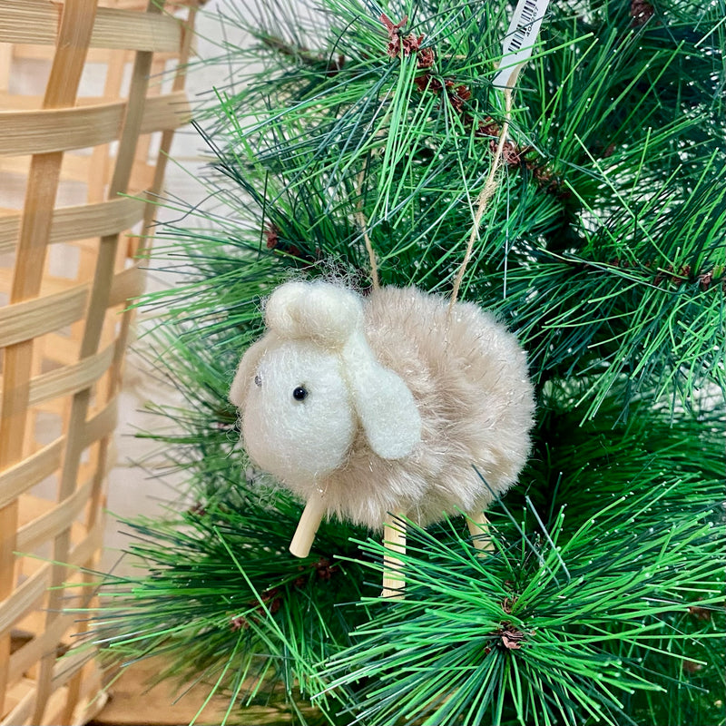 Wooly Beige Sheep Ornament