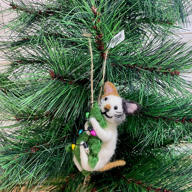 Cat Hugging Tree Ornament