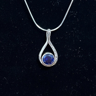 Open Drop Blue Sapphire Pendant