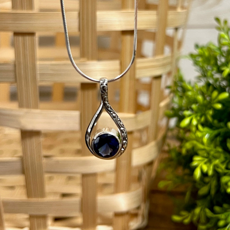 Open Drop Blue Sapphire Pendant