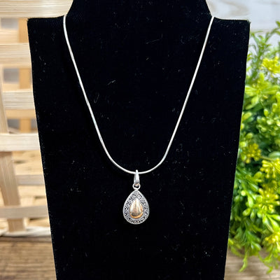 Sterling Silver Teardrop with Gold Center Pendant