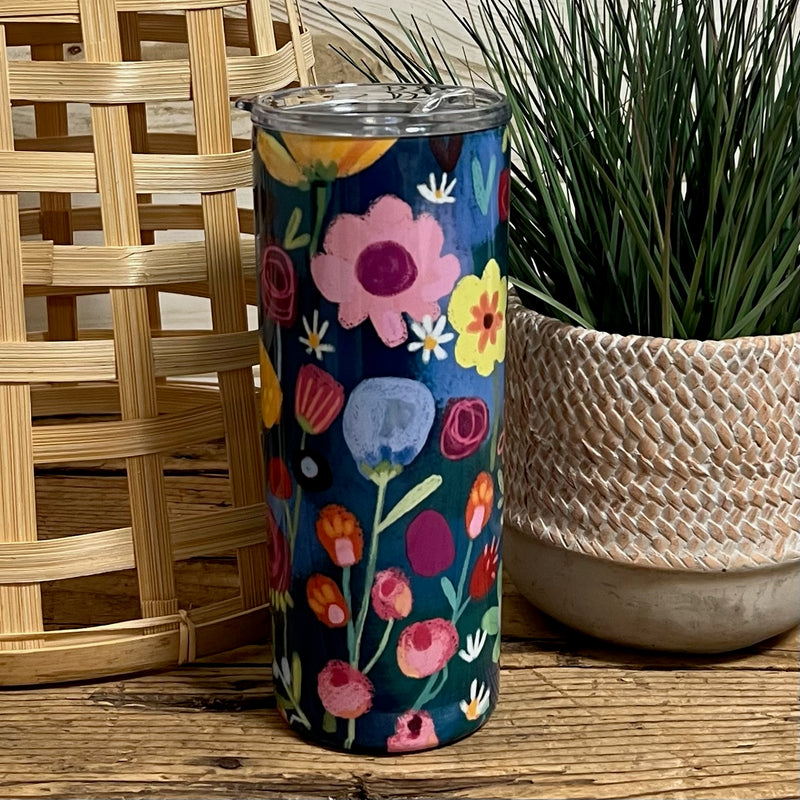 Coffee Tumbler Blue Flora