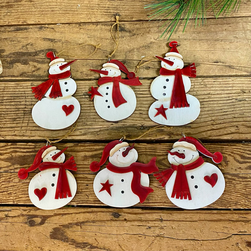 Snowman With Scarf Ornaments