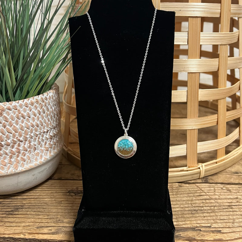 Explorer Round Turquoise & Holland Beach Sand Necklace