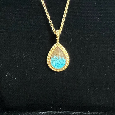 Gold Plated Modern Mermaid Holland Beach Sand & Turquoise Dune Necklace