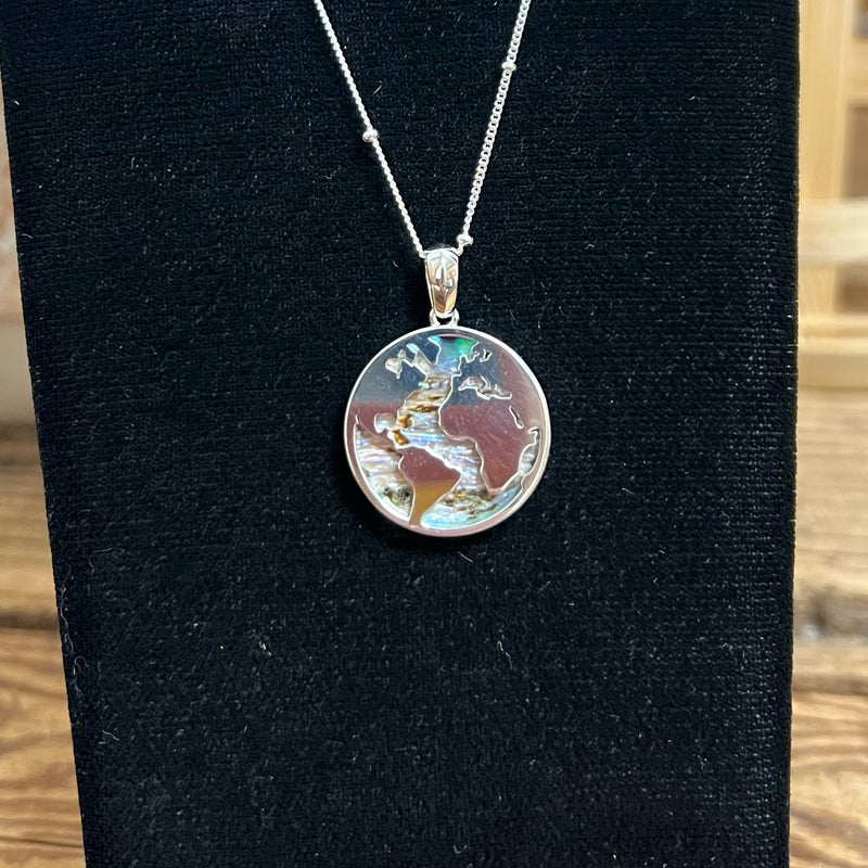 World Globe Abalone Necklace