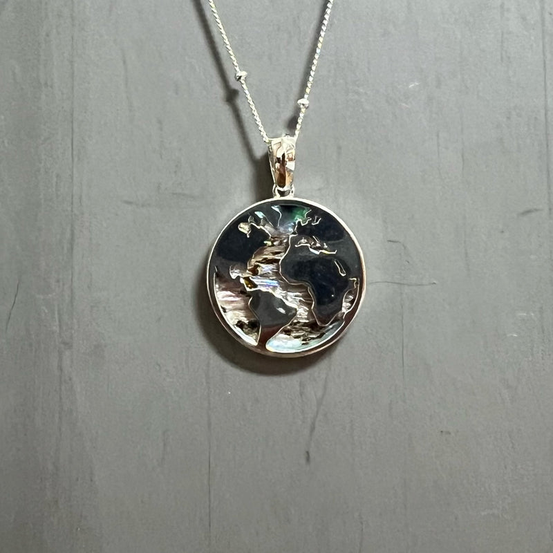 World Globe Abalone Necklace