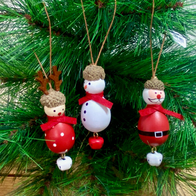 Holiday Figure Acorn Hat Ornaments