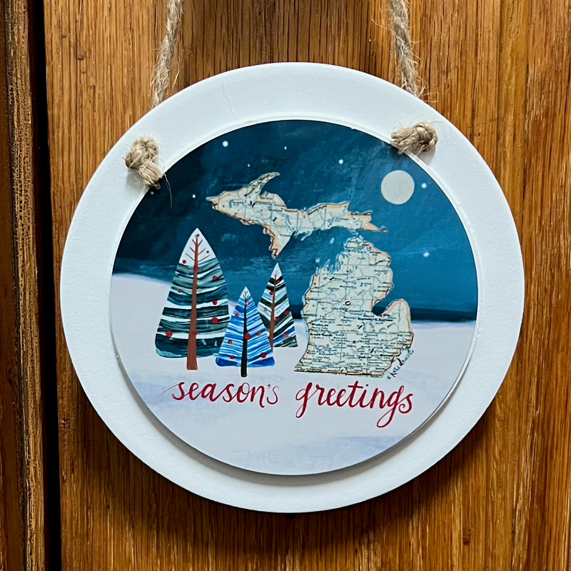 Seasons Greetings Michigan Ornament