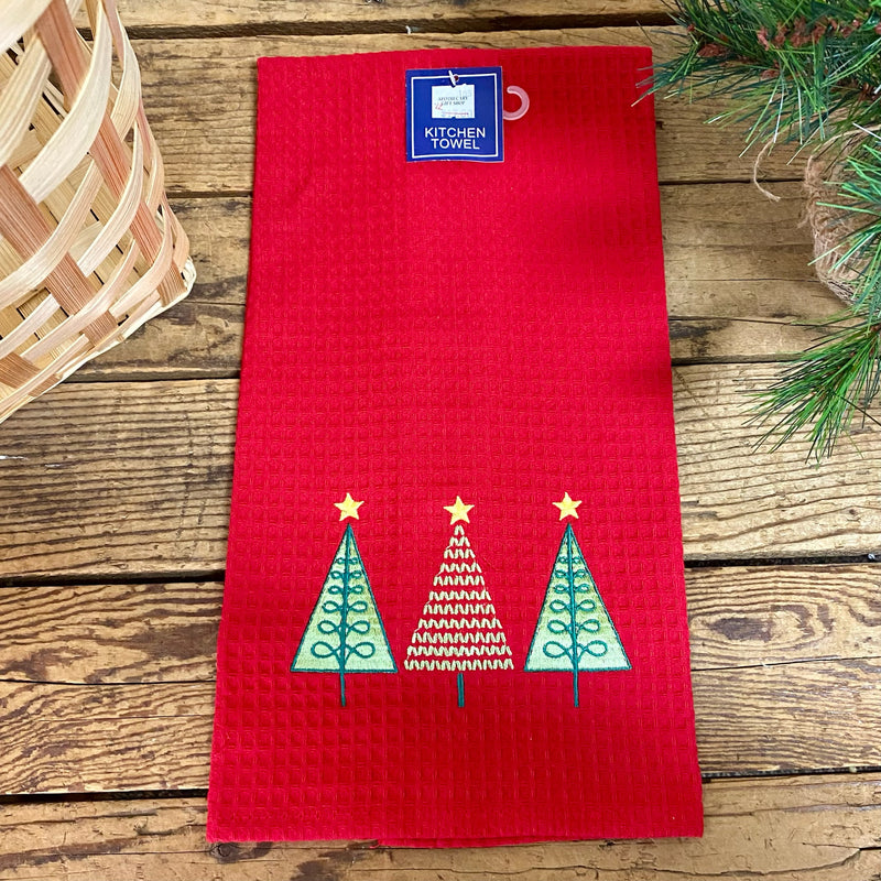 Three Trees Christmas Kitchen Towel