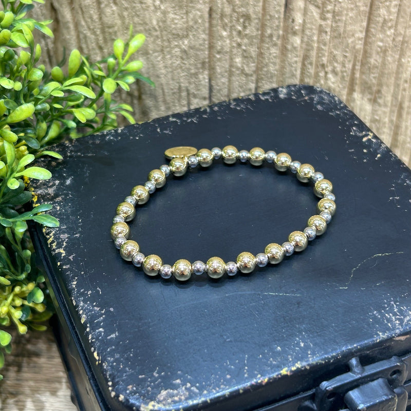Graduated Gold and Silver Ball Bracelet