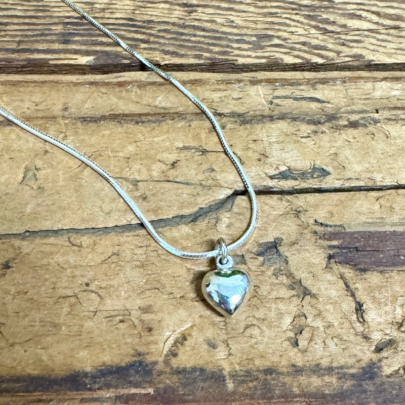 8mm Puffed Heart Sterling Silver Pendant