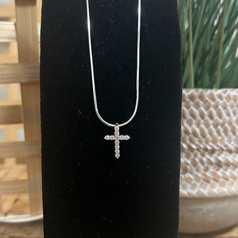 Sterling Silver Cross with CZs Pendant