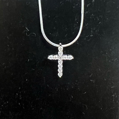 Sterling Silver Cross with CZs Pendant