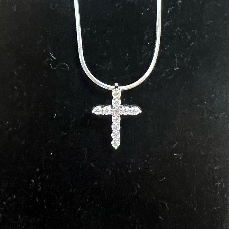 Sterling Silver Cross with CZs Pendant