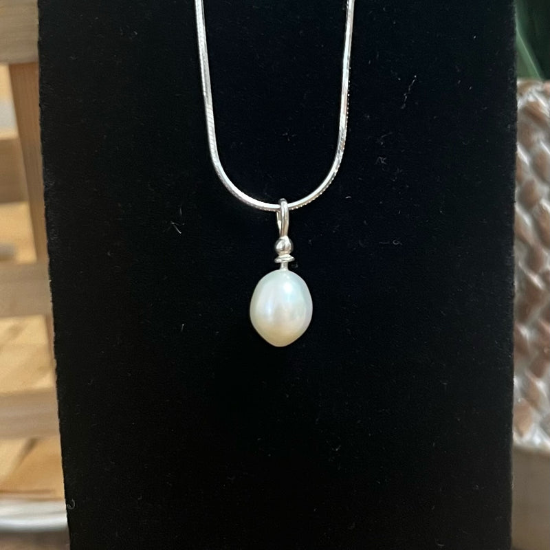 Sterling Silver Pendant Teardrop Pearl