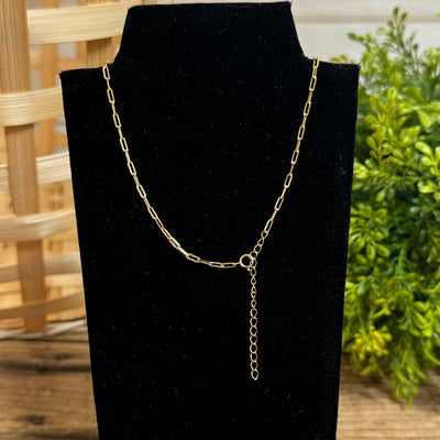 Gold Plated Heart Necklace on Paperclip Chain